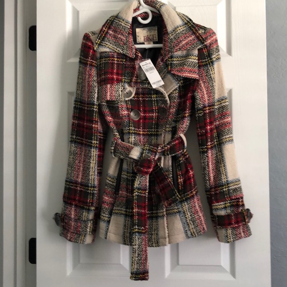 BKE Jackets & Blazers - BKE plaid winter pea coat
